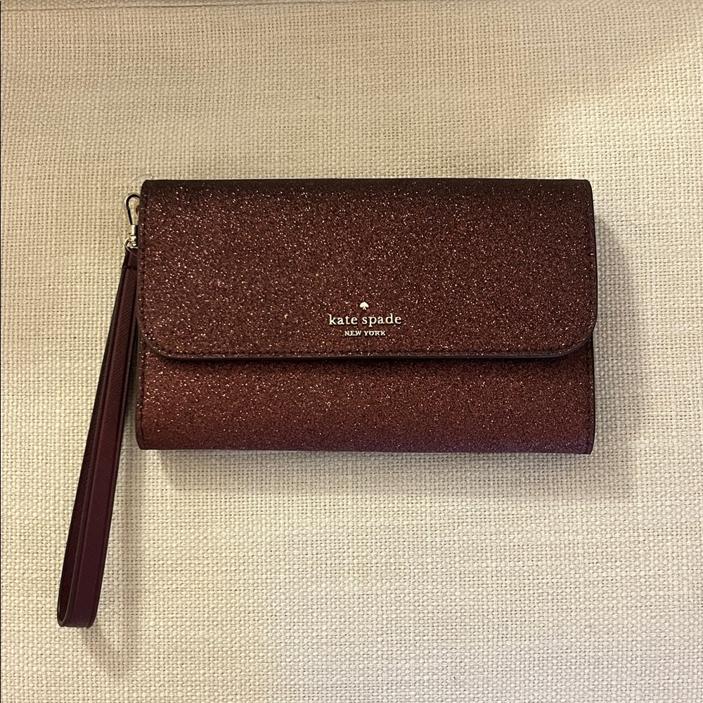 Kate Spade Burgundy Glitter Wristlet
